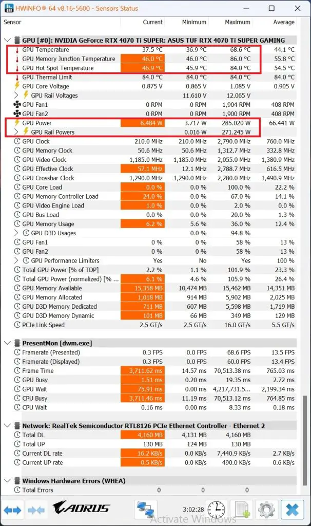 TUF RTX 4070 Ti SUPER Temps
