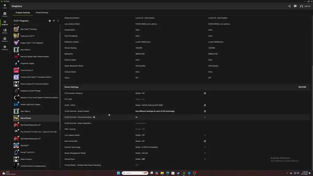 NVIDIA App DLSS Override Supported