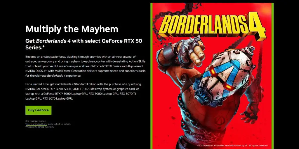 NVIDIA GeForce RTX 50 Series Bundle Borderlands 4