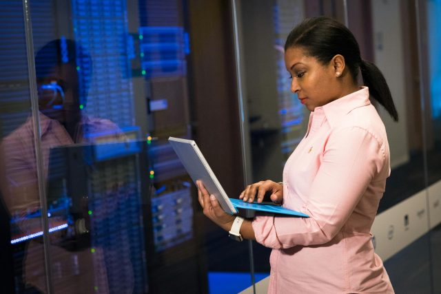 software engineer using laptop