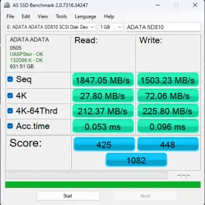 ADATA SD810 speed test 2