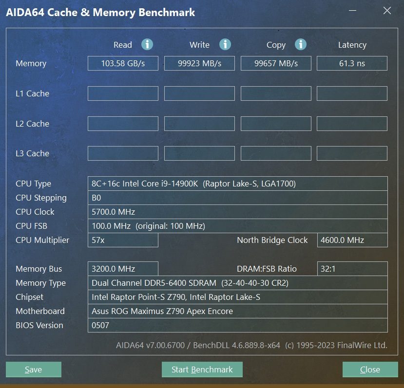 AIDA64 DDR5 6400 C32 light tweak