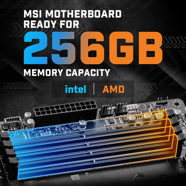 MSI Intel and AMD motherboards support 256GB memory capacity 1
