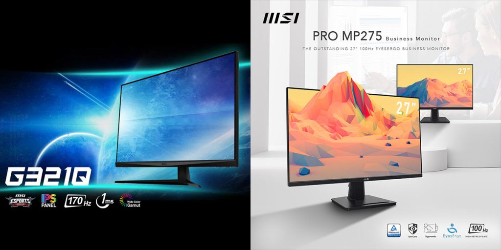 MSI PRO MP275 Business Monitor and G321Q Gaming Monitor